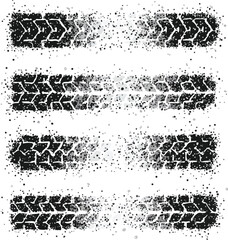 Abstract tire tracks in grayscale with grunge texture for automotive designs
