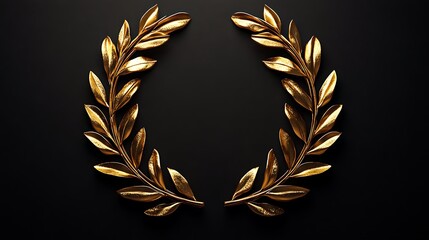 Elegant golden laurel wreath symbolizing victory and achievement against a dark background