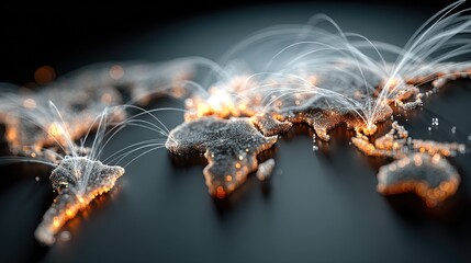 Global network map with glowing connections