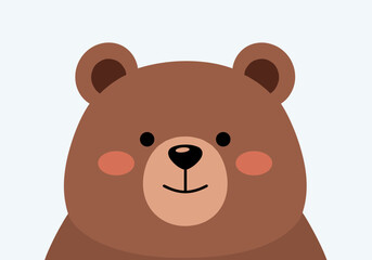 Fototapeta premium Adorable cartoon bear face with rosy cheeks and friendly smile