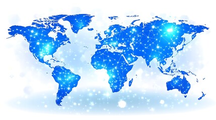Global network map with glowing connections.