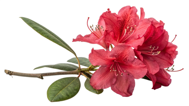 Red Rhododendron mountain flower, source of mad honey of Nepal, on transparent background - Powered by Adobe