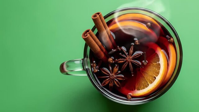 Steaming Mulled Wine with Spices: A Warm, Festive Winter Drink