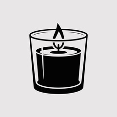 Minimalist Black Candle Icon in Glass Jar – Vector Illustration