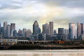 Montreal Downtown Skyline St Laurent River