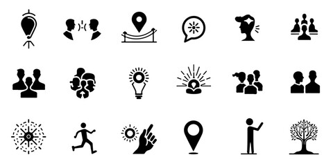 Silhouette Icon Set for business, Manager icon set., Finance Icon set, Business Growth And Development Icons, Diversity Belonging Icons