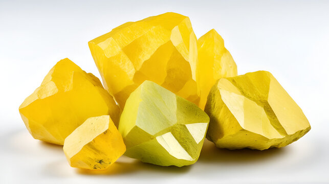 Sulphur Stones Isolated. Brimstone Mineral from Geologic Element