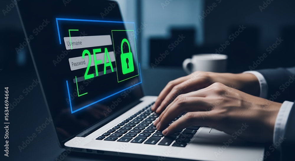 Aufkleber secure login with twofactor authentication on laptop cybersecurity protection for online accounts an