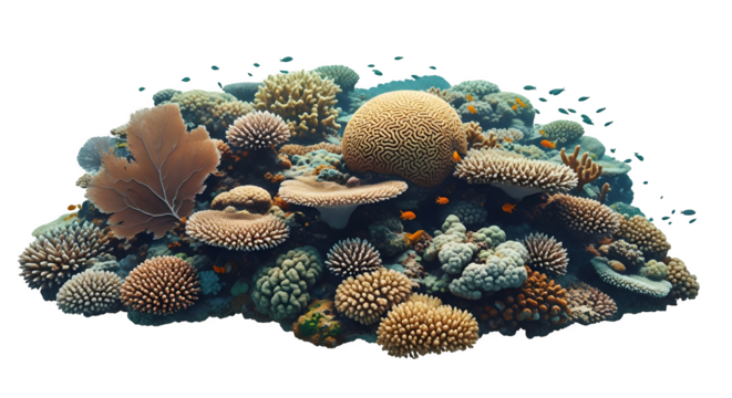 A vibrant coral reef with fishes and corals    .ai generative, transparent background, white background. isolated on white background, png, jpeg, jpg.