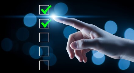 Selecting Checkboxes on a Digital Interface  Business Decision Making Approval Process Task Management Confirmation Agreement Choice Selection Verification Options Checklist