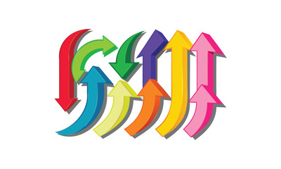 Colorful 3D Arrows in Multiple Directions &ndash; Abstract Navigation and Movement Concept