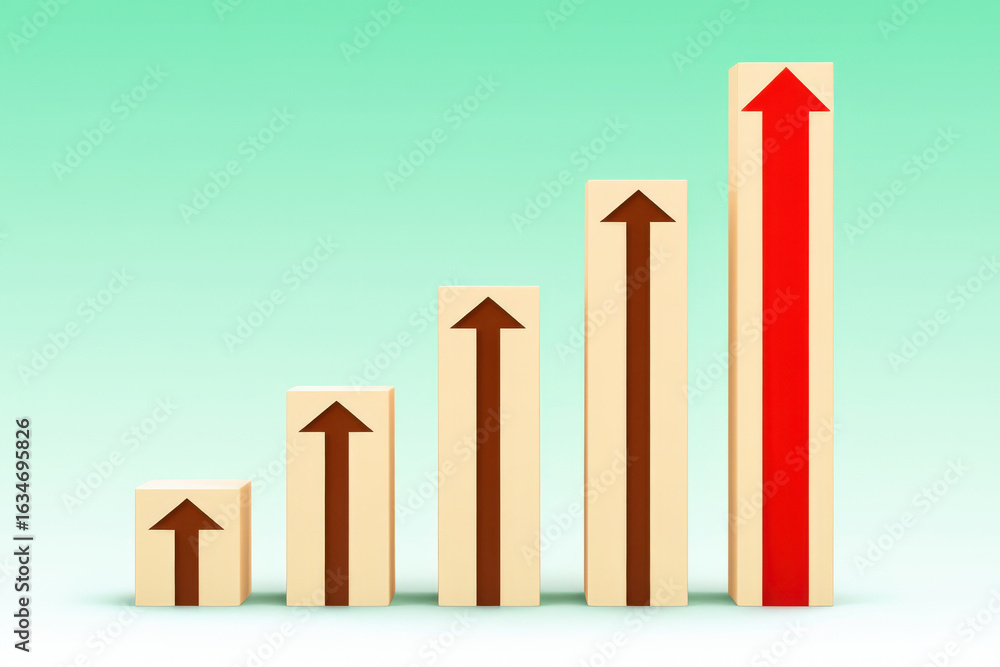 Poster ascending success a visual representation of growth and achievement with upward-pointing arrows on a