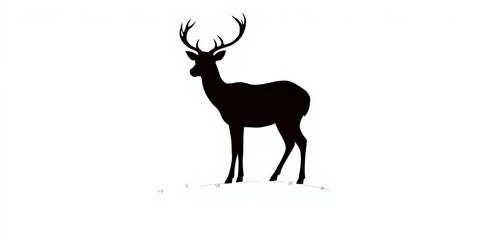 Fototapeta premium Single, simple deer silhouette against a white background, background, deer