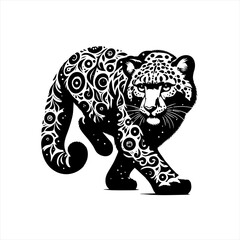 Fototapeta premium Jaguar with pattern isolated on white