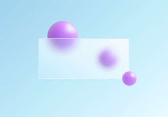 Glassmorphism banner with violet 3D spheres