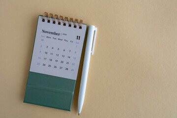 Hello, November. A desktop calendar for planning for November 2025.