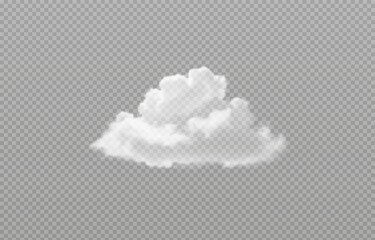 Vector realistic cloud, smoke or fog on isolated transparent background. Cloud png. Smoke png
