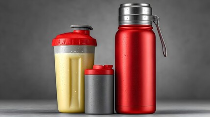 Protein shaker bottles and water bottles for fitness and healthy lifestyle