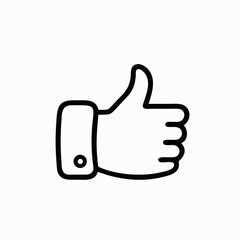 Simple outline of a thumbs up gesture on a white background