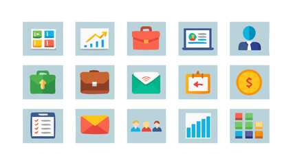 Collection of business and finance flat icons