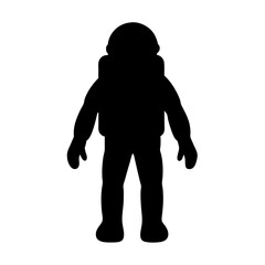 Silhouette of an Astronaut Standing in Space, Ready for Exploration, Black