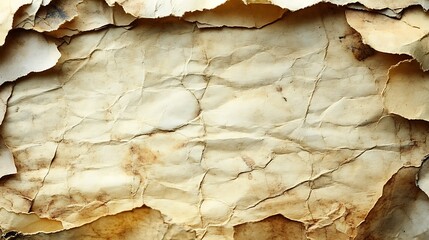 Aged paper texture with wrinkles and tears.
