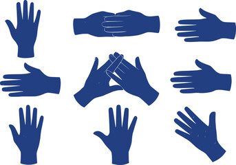 Various Hand Positions and Gestures Shown in a Uniform Color Displaying Communication and Expression Without Facial Features