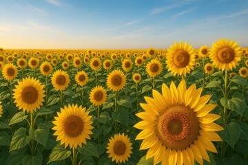 Fototapeta premium Vibrant sunflower field landscape