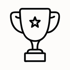 Simple line art trophy with a star on white background