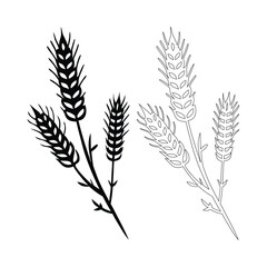 Wheat Stalks Silhouette and Outline