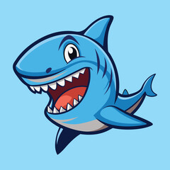 Smiling Cartoon Shark Mascot