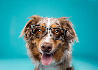 dog wearing glasses