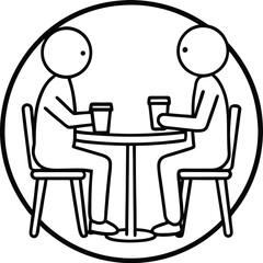 two people sitting at a table with drinks and food
