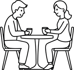two people sitting at a table with drinks and food