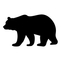 Silhouette of a powerful bear walking gracefully across the white background
