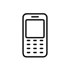 Simple outline icon of a classic mobile phone on white background