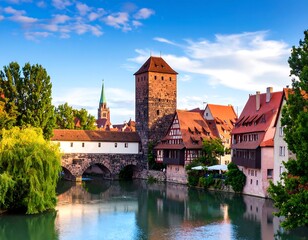 Obraz premium European cityscape at dawn