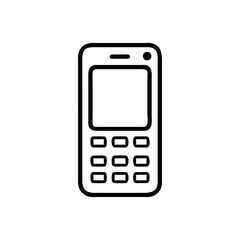 Simple outline icon of an old fashioned mobile phone on white background