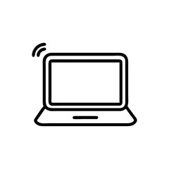 laptop computer icon outline on white background