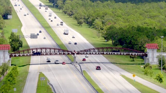 Aerial drone footage Trans Florida Central Railroad Trail over I95
