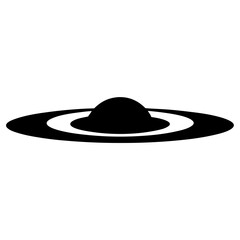 Black and White Simple UFO Silhouette Isolated on a Clean White Background