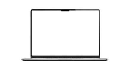 A laptop with a blank white screen on black back .ai generative, transparent background, white background. isolated on white background, png, jpeg, jpg.