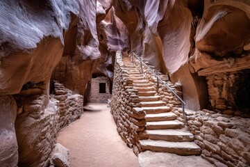 Red rock canyon stairs, ancient path
