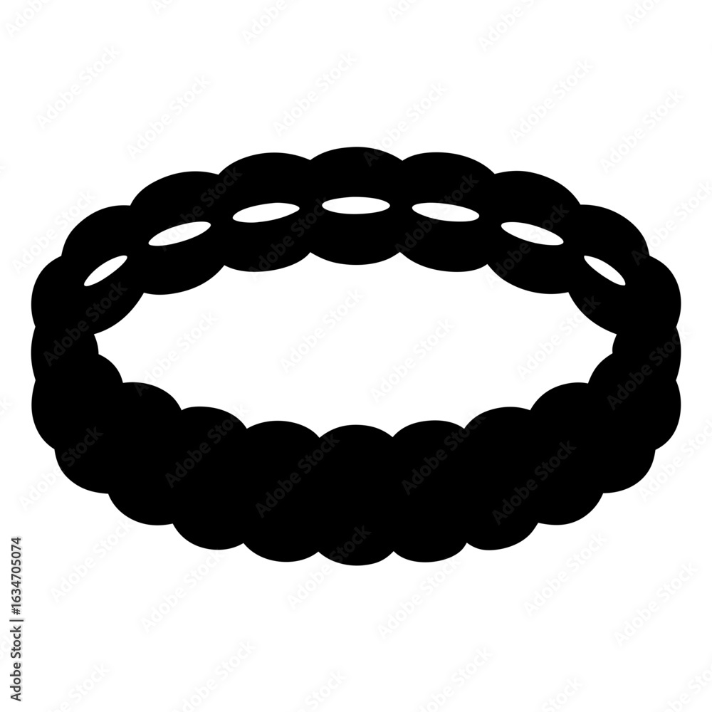 Poster black oval shape reminiscent of a chain or linked design element