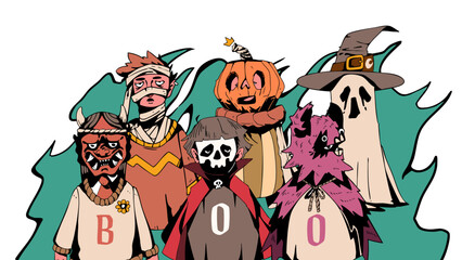 Cartoon Halloween Characters with No Background