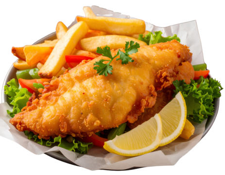 fried fish fillet with vegetables pong image