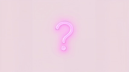 Pink neon question mark glowing against light background