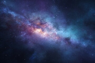 Fototapeta premium Vibrant nebula swirls amidst a vast cosmic background showcasing the beauty of the universe in deep space exploration