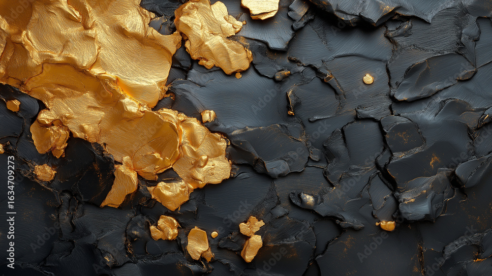 Poster textured black and gold surface with abstract patterns