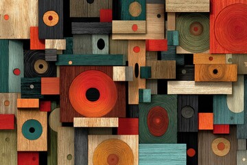 Fototapeta premium Abstract wooden shapes composition